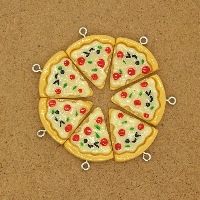 10pcs Cute Resin Triangle Pizza Food Charms Diy Cartoon Foods Keychains Earring Pendants Accessory Kawaii Women Jewelry Make