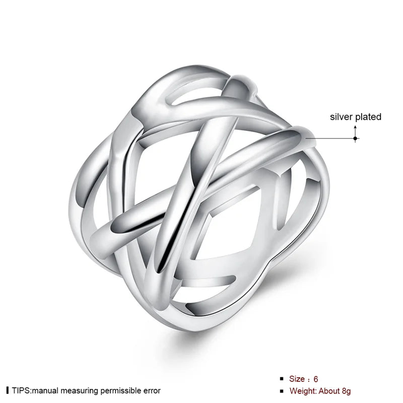 DOTEFFIL 925 Sterling Silver Cross Intertwined Ring For Women Wedding Engagement Party Fashion Charm Jewelry