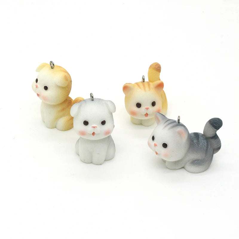 1pc Kawaii 3D Cats Resin Keychain Charms Diy Crafts Animal Pendant Accessory Handmade Pet Choker Necklace Charm Jewelry Make