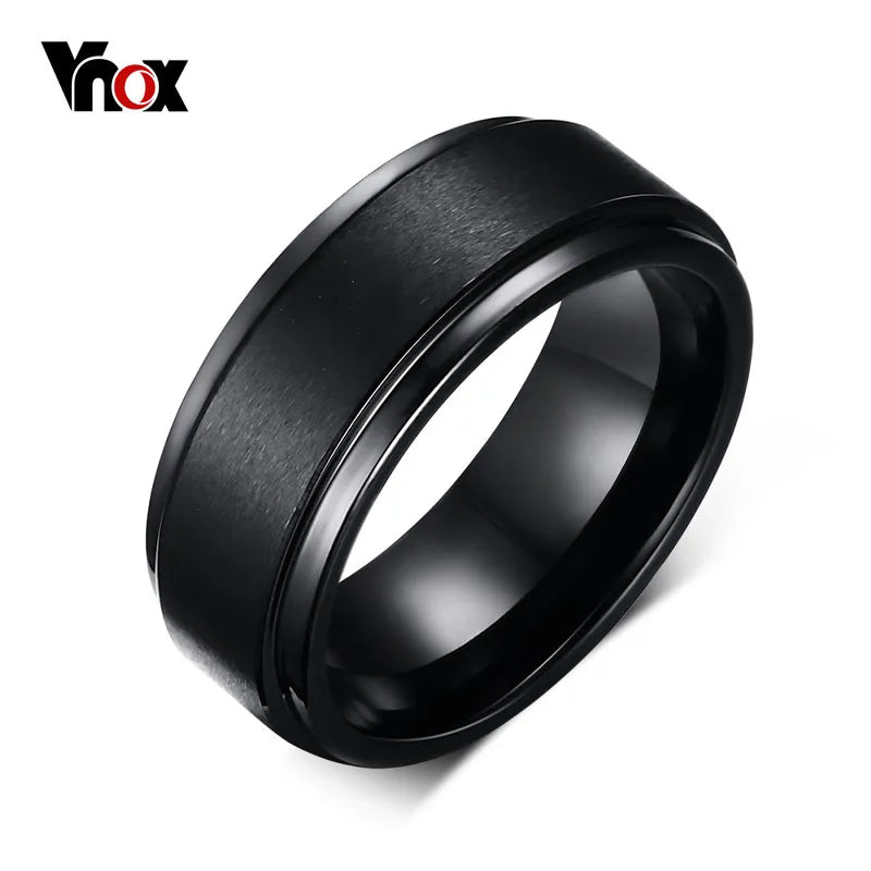 Vnox Mens Wedding Bands Rings, BASIC Black Pure 8MM Tungsten Carbide  Matte Brushed Center bague homme