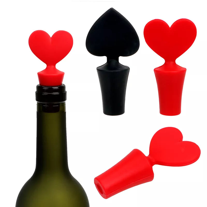 Silicone Bottle Stopper For Bottles Cap Wine Cork Wine Pourer Stopper Silicone Caps Cute Top Poker Fresh-keeping Gel Cork Bar