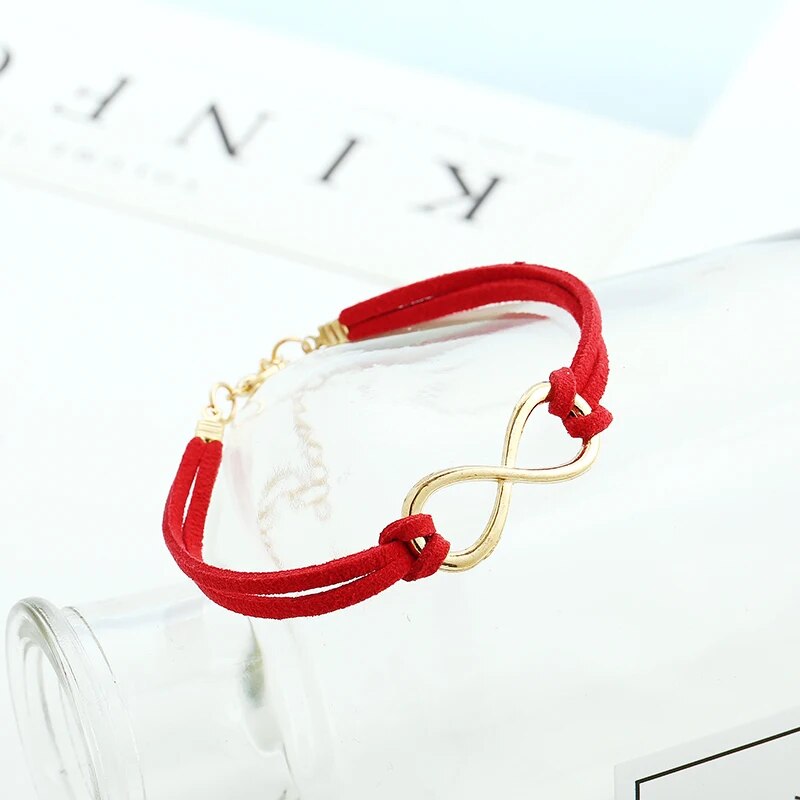 Rose sisi jewelery Red Lucky number 8 woven knot bracelet for women's Jewelry cuff bangle red thread on hand Couple bracelets