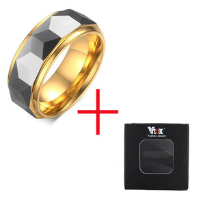 VNOX 100% Tungsten Men Ring Wedding Male Jewelry Gold Color 8mm Width Dropshipping