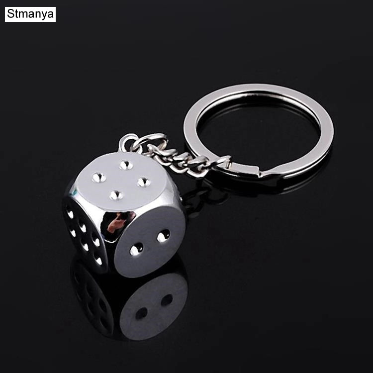 New Dice Key Chain Metal Personality Dice Poker Soccer Guitar  Model Alloy Keychain Gift Car Key Ring 17045