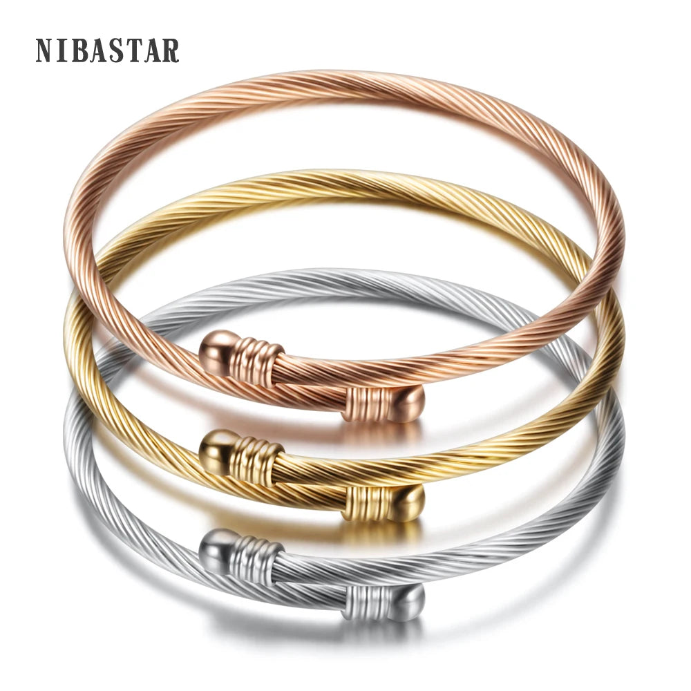3 Colors lockable Braclets Bangles For Women Hot Selling Brand Jewelry 316L Stainless Steel Bracelet and Bangle Adjustable