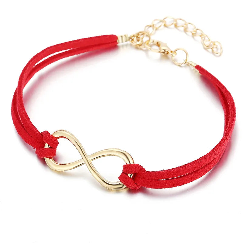 Rose sisi jewelery Red Lucky number 8 woven knot bracelet for women's Jewelry cuff bangle red thread on hand Couple bracelets