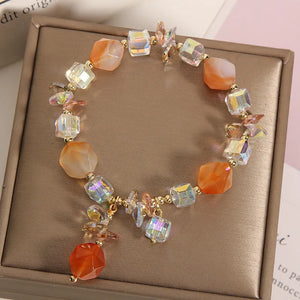 Korean style fashion fresh crystal bracelet female student Navy Crystal Pearl Crystal Pendant wrist bracelets for woman jewelry