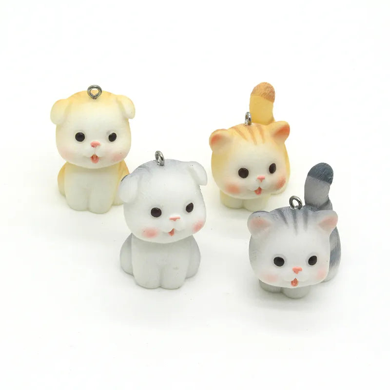 1pc Kawaii 3D Cats Resin Keychain Charms Diy Crafts Animal Pendant Accessory Handmade Pet Choker Necklace Charm Jewelry Make