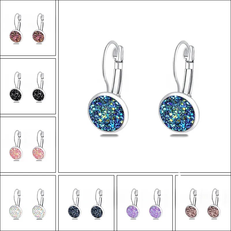 Simplee Korean Fashion Earrings with Round Stone for Women Silver Color Hanging Earing 2023 Trend Jewelry K-pop Accessories