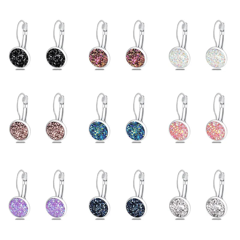 Simplee Korean Fashion Earrings with Round Stone for Women Silver Color Hanging Earing 2023 Trend Jewelry K-pop Accessories