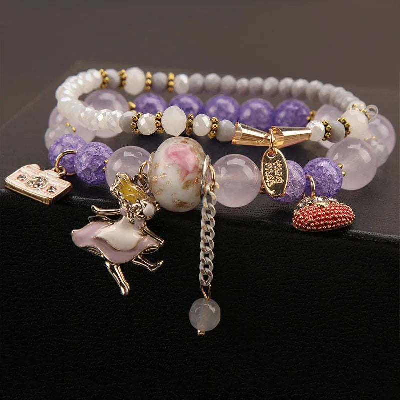 Rose sisi Korean style dancing girl pendant multi-element crystal beaded bracelet on hand jewelry female bracelet for women