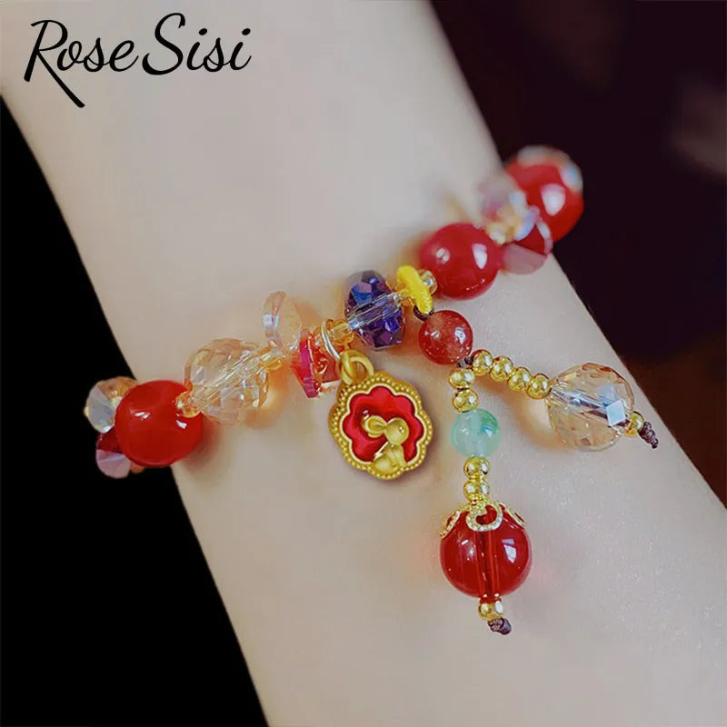 Rose sisi 2023 New Year Chinese bracelets red jujube beads crystal bunny New Year bracelet for women in the Year of the Rabbit
