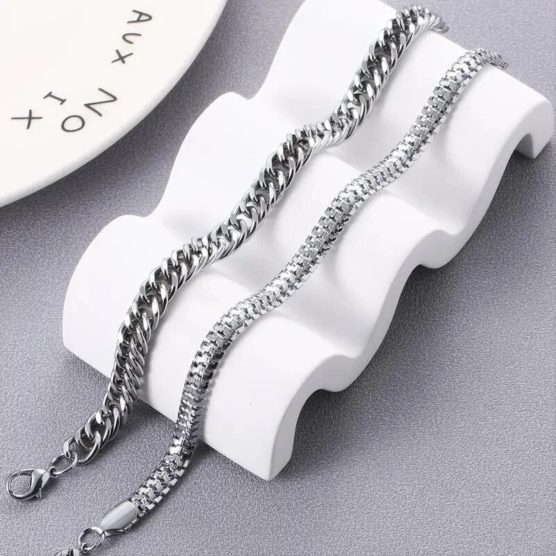 New 2023 stainless steel Hand rope bracelet set men weave bracelet Korean version Student bracelet Couple gift Boys accessories