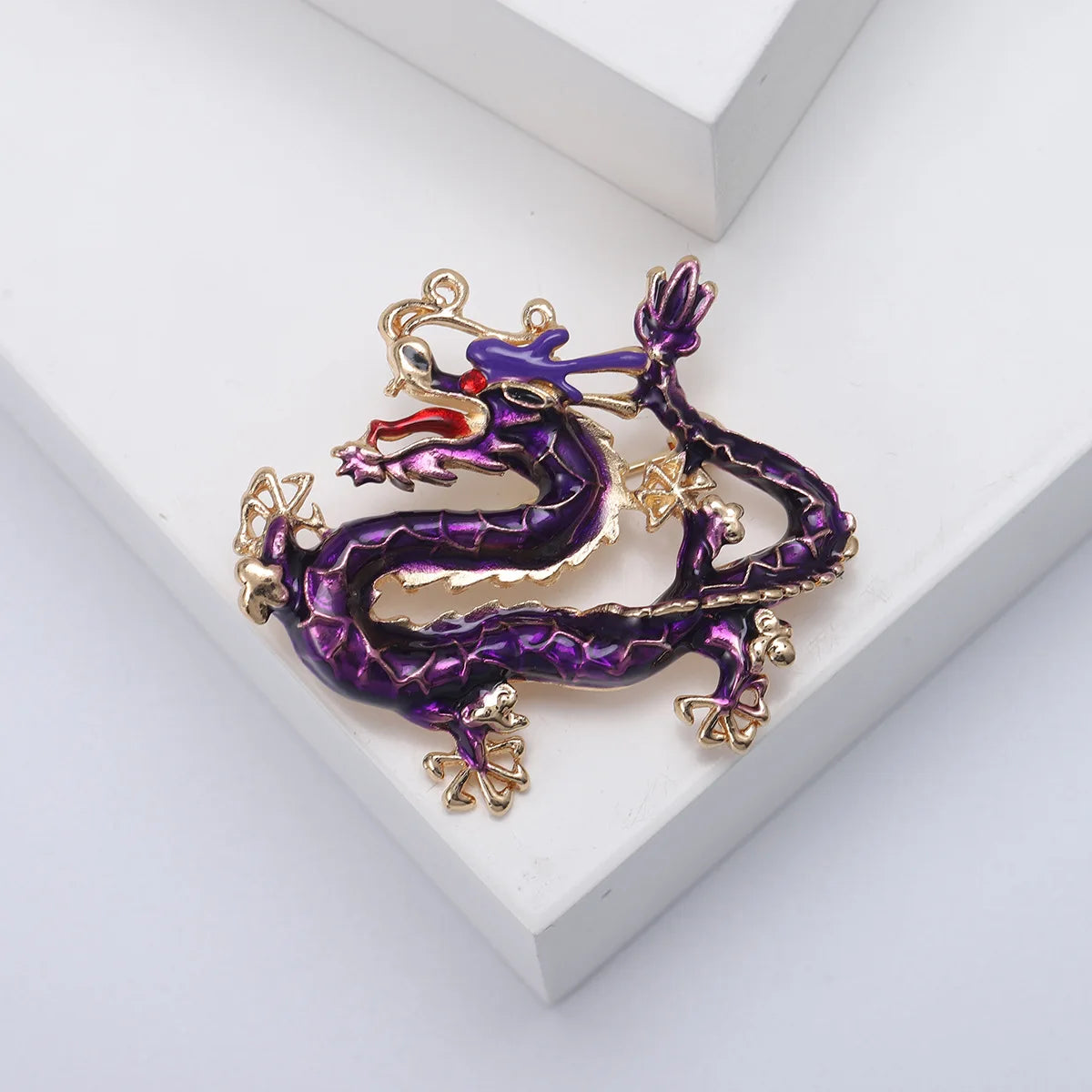 Dmari Women Brooch Chinese Vintage Dragon Badge Enamel Pin Luxury Jewelry Accessories For Women Clothing New Year Gifts
