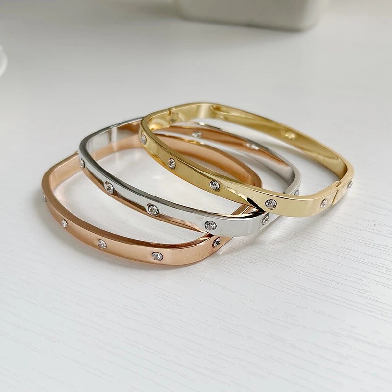 2023 Jewelry Lover Couple Bracelet Gold Color Zircon Screw Bracelets & Bangles For Men Women Korean Fashion Jewelry Accessories