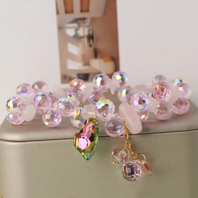 Korean style holiday travel gift Crystal double bracelet for women gift Joker clothes temperament jewelry for women friends gift