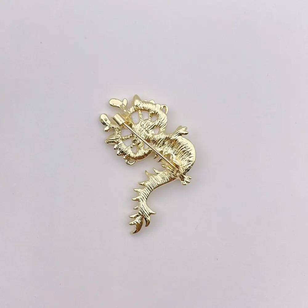 Chinese Style Creative Cartoon Dragon Brooch Shell Alloy DIY Costume Decor Accessories New Year Gift Craft Corsage Lapel Pin
