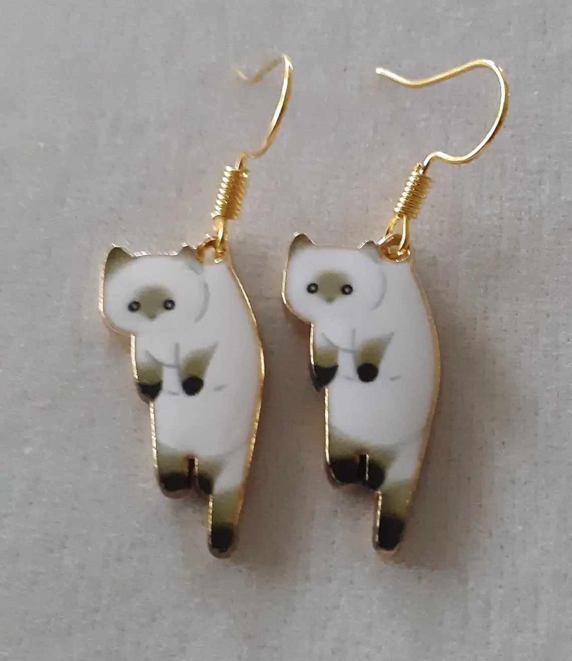 Dangling Cat Earrings Dangle Cat Earrings Kawaii Jewelry Kitsch Earrings Aesthetic Jewelry