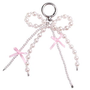 Butterfly Knot Keyrings Bowknot Keychain Pearls Beaded Bow Bag Charm Decoration