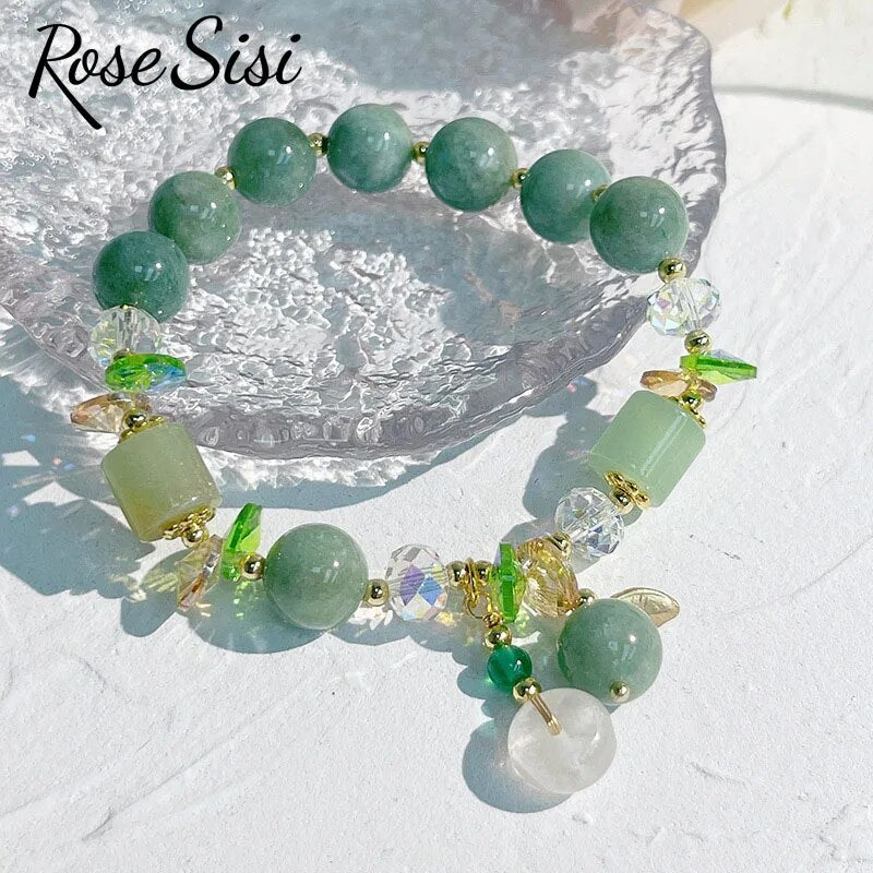 Rose sisi Korean style fresh beaded transfer crystal bracelet for women friendship bracelet female white crystal safety buckle