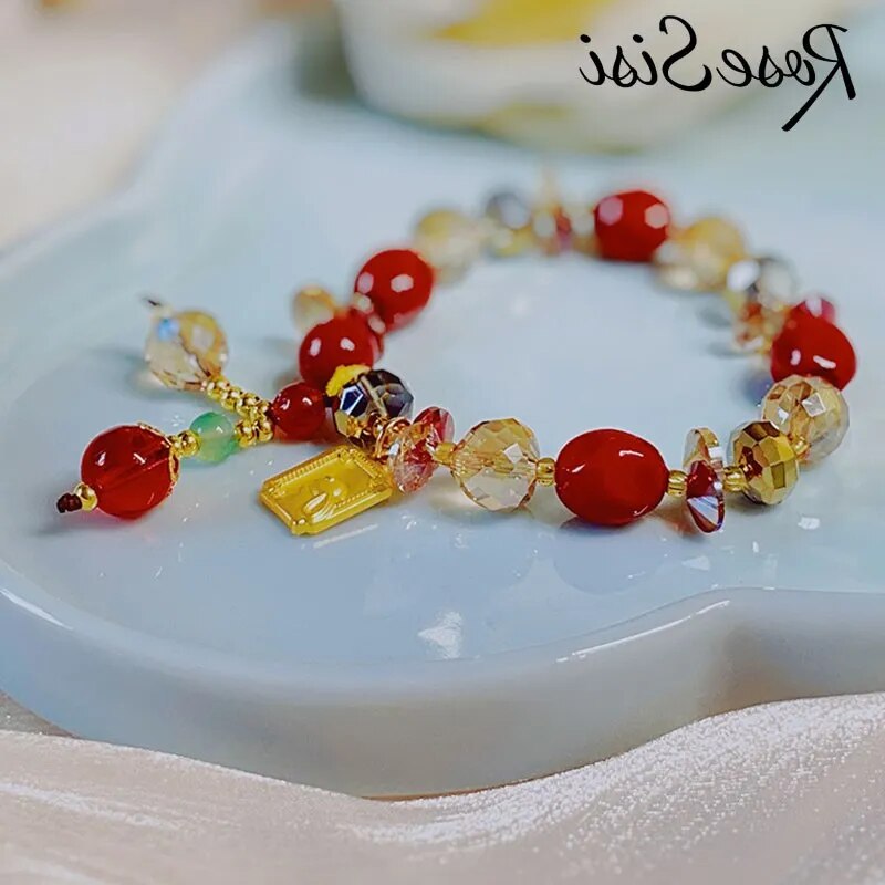 Rose sisi 2023 New Year Chinese bracelets red jujube beads crystal bunny New Year bracelet for women in the Year of the Rabbit