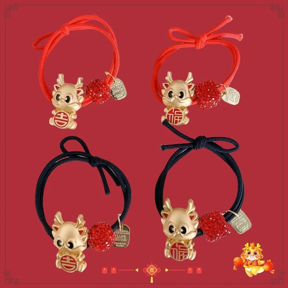 New Year Mascot Red Hair Rope New Year Headwear Child Headwear Chinese New Year Hair Scrunchie Mascot Dragon Hair Accessories