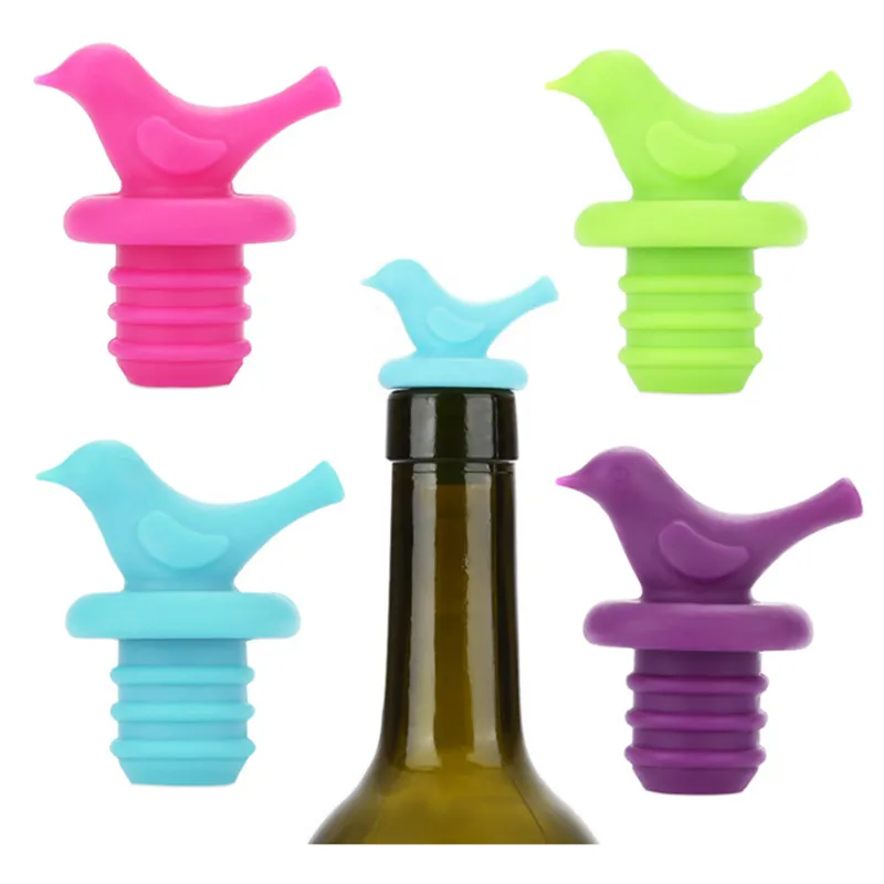 The New Creative Bird Design Wine Stopper Silicone Wine Cork Stopper Plug Cover Bottle Caps Bottle Stopper Wine Pourer Stoppers