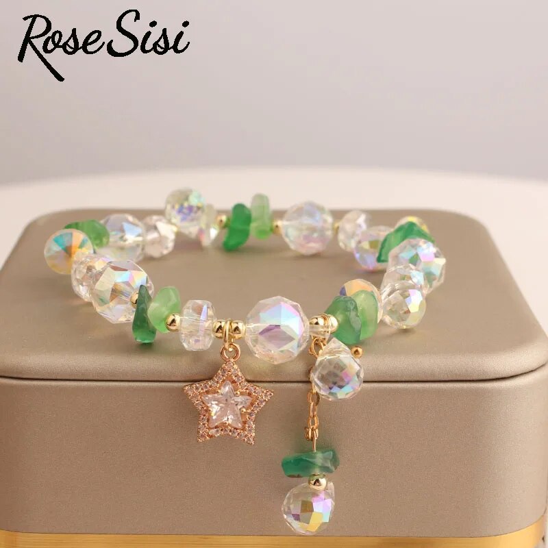 Rose sisi Korean Style fresh crystal bracelets personality star pendant charm bracelet for woman jewelry gift for girlfriend