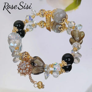 Rose sisi Korean spring and summer female love holiday wind Crystal bracelets purple magic color love metal pendant friends gift