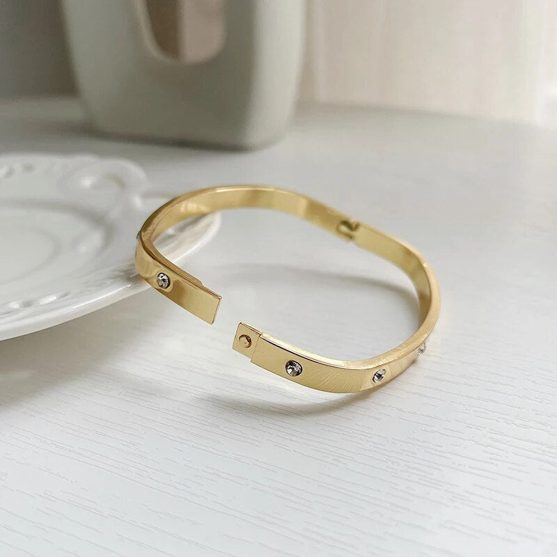 2023 Jewelry Lover Couple Bracelet Gold Color Zircon Screw Bracelets & Bangles For Men Women Korean Fashion Jewelry Accessories