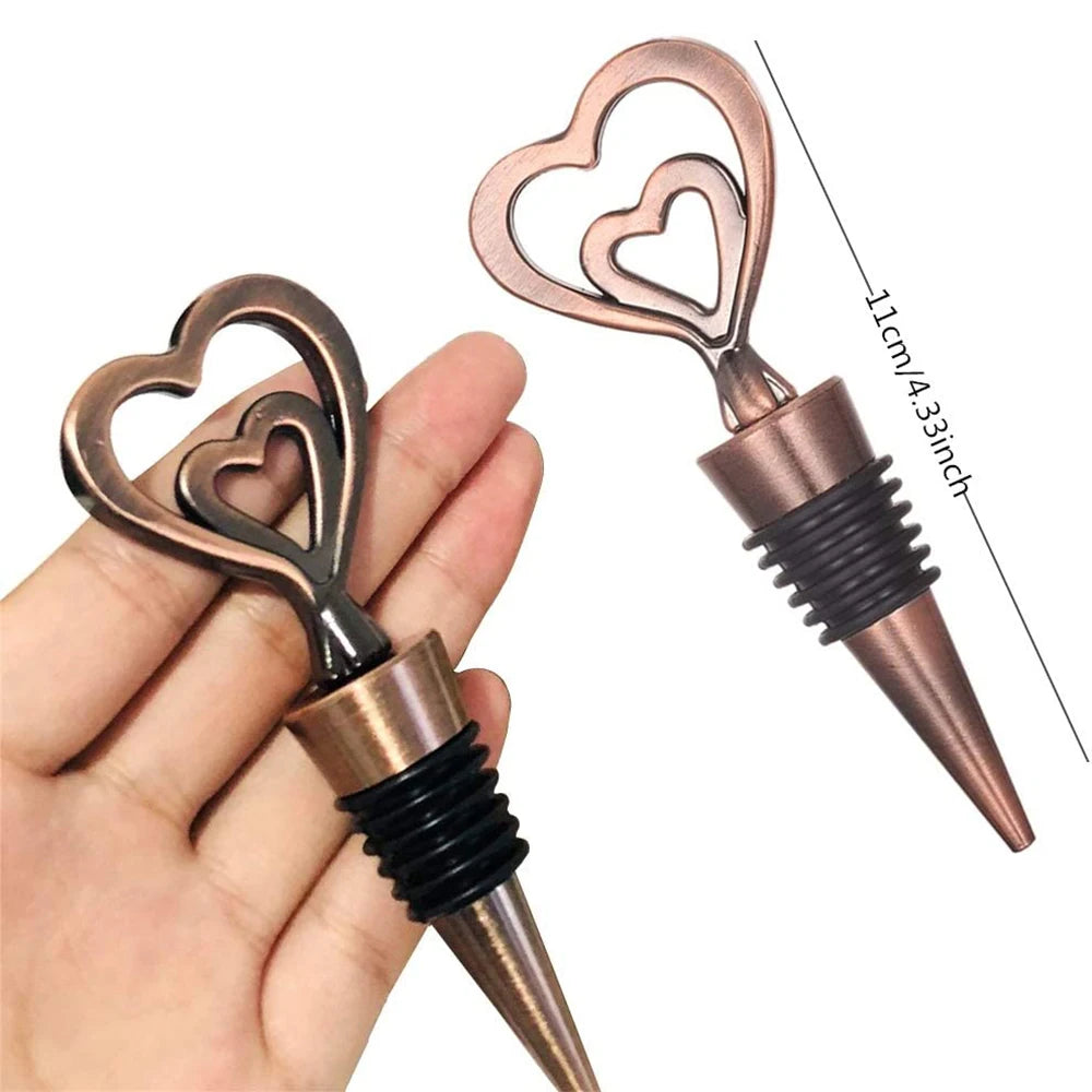 Wine Stoppers Alloy Decorative Double Heart Wine and Beverage Bottle Stoppers Caps Reusable Plug Keep Wine Fresh