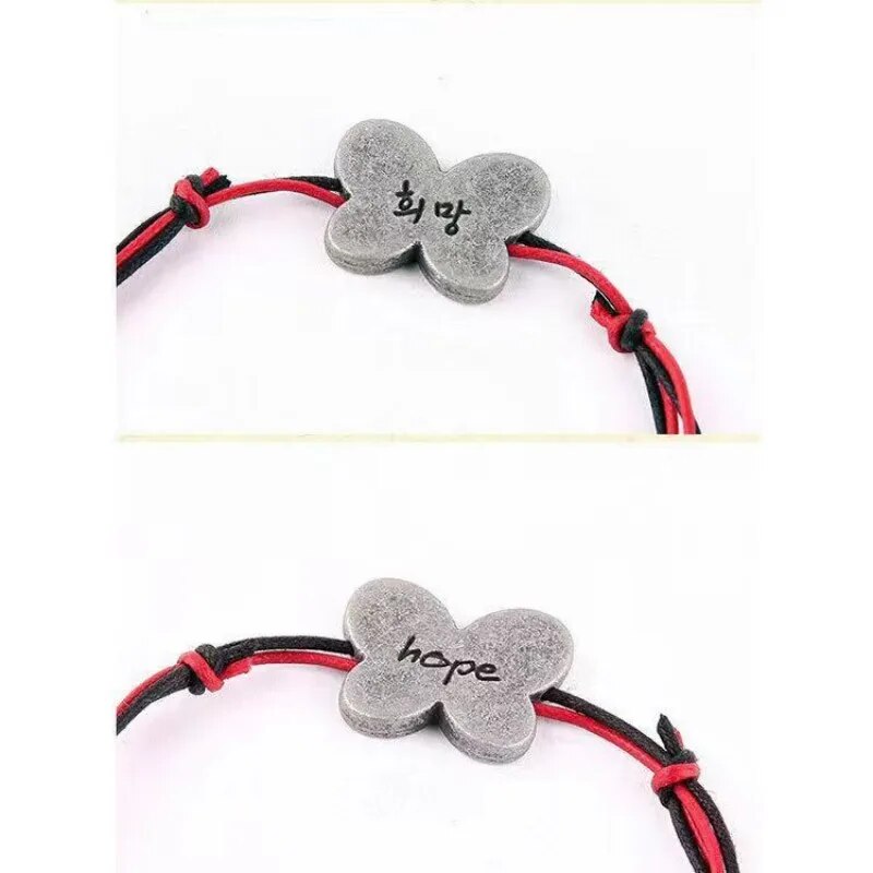 2023 Korean New SUGA Same Hope Butterfly Flower Bracelet Fashion Trend Men and Women Jewelry Accessories Gift