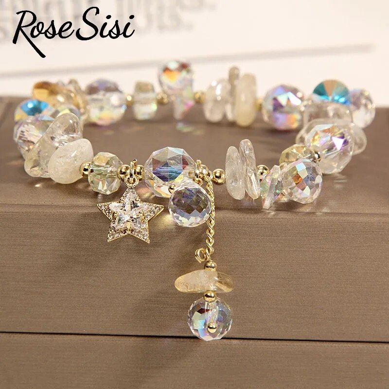 Rose sisi Korean Style fresh crystal bracelets personality star pendant charm bracelet for woman jewelry gift for girlfriend