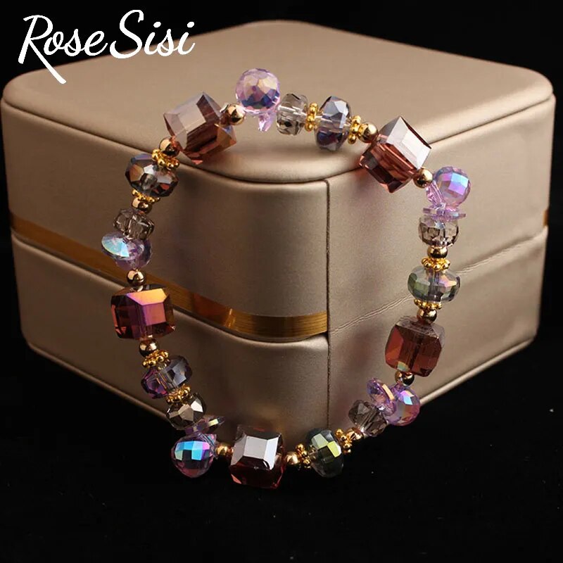 Rose sisi Korean-style handmade Magic Crystal Bracelet for woman bijoux femme beaded bracalets Elastic jewelry for women present