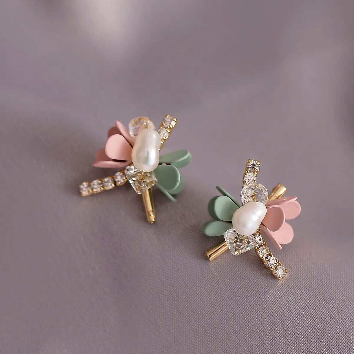 Romantic Multi-Element Sweet Flowers Gold Colour Earrings Accessories For 2023 New Korean Fashion Jewelry Party Womans Girls