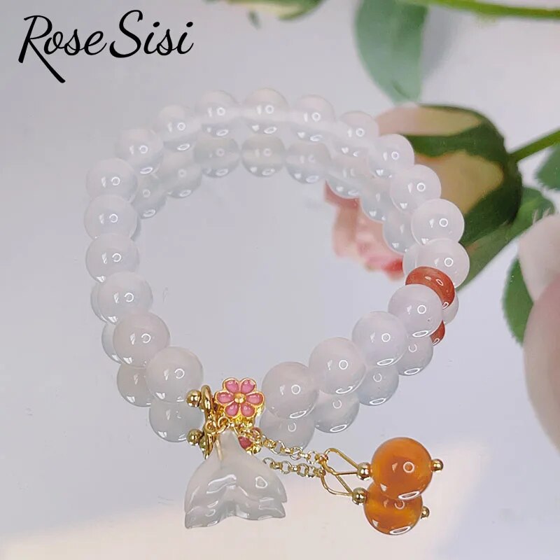 Rose sisi 2023 New Chinese bracelets Jade Rabbit Moon Agate bead temperament Bracelets Female Love Bracelet Jewelry for women