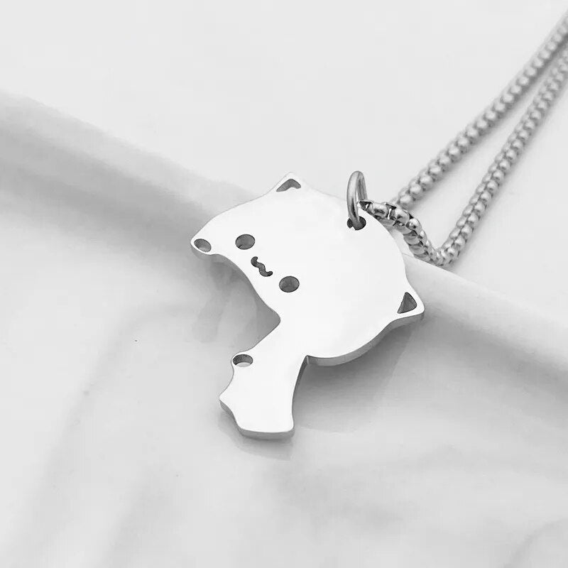 Kawaii Touching Embracing Cat Puzzle Couple Necklace Cute Cartoon Animal Kitten Pendant Necklace Romantic Jewelry Birthday Gifts