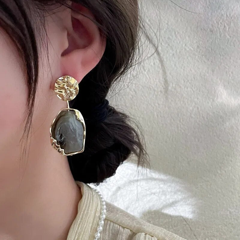 Fashion Pendant Earrings Trend Vintage Geometry Earrings for Women  2023 Korean Jewelry Bohemia Acrylic Accessories Party Gift