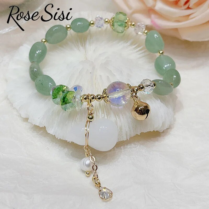 Rose sisi Chinese style Hanfu natural stone bracelet for women gourd chalcedony agate bracelets jewelry gift for girlfriend