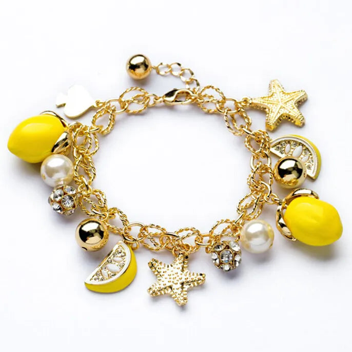 2022 New Arrival Bohemia Korean Fashion Starfish Pendant Lemon Fruit OL Lady Style Bracelet Women Bracelets& Bangles Jewelry