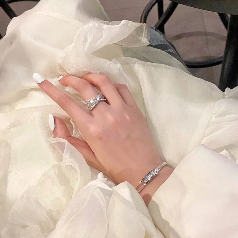 Silver Color Luxury Zircon Charm Bracelet &Bangle Handmade Party 2022 Fashion Korean Jewelry For Women Girls sl523