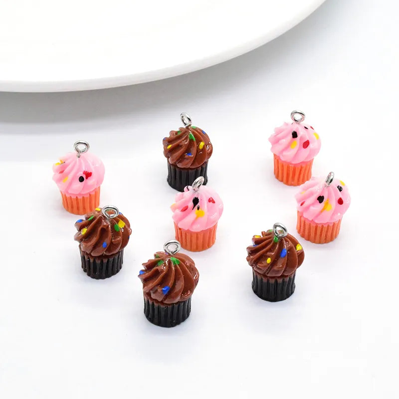 10pcs Mini 3D Cream Cup Cake Resin Charms Kawaii Multilayer Strawberry Cakes Pendant For Earring Keychain Diy Jewelry Make
