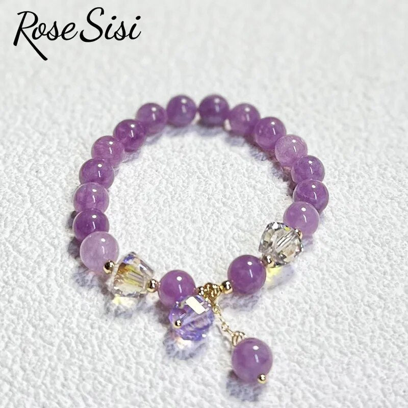 Rose sisi Korean style fresh beaded transfer crystal bracelet for women friendship bracelet female white crystal safety buckle