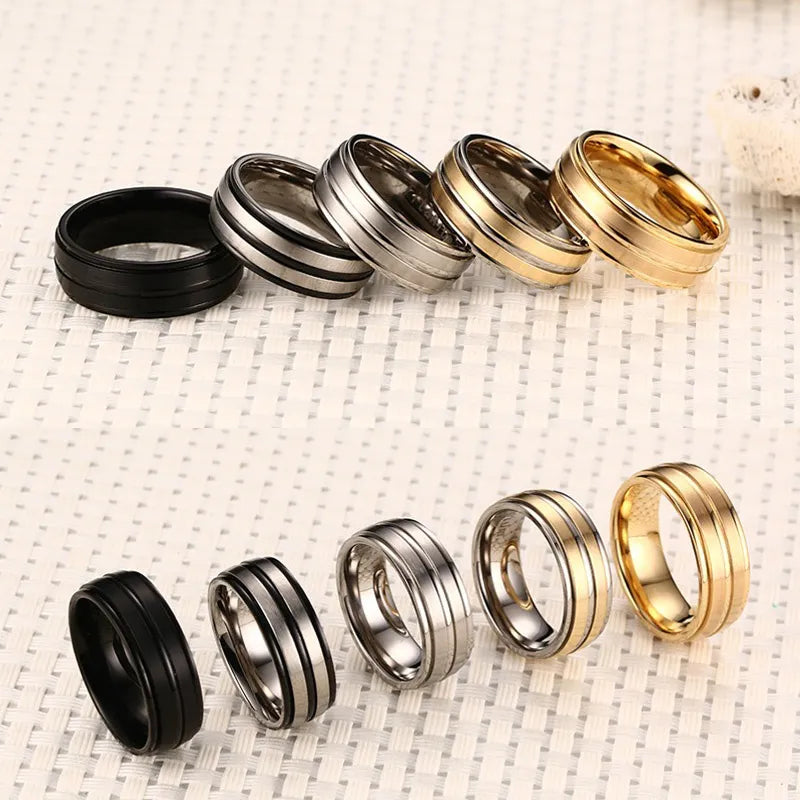 Vnox 8mm Black Men Ring 100% Titanium Carbide Casual Men's Jewelry Wedding Bands Classic Boyfriend Gift