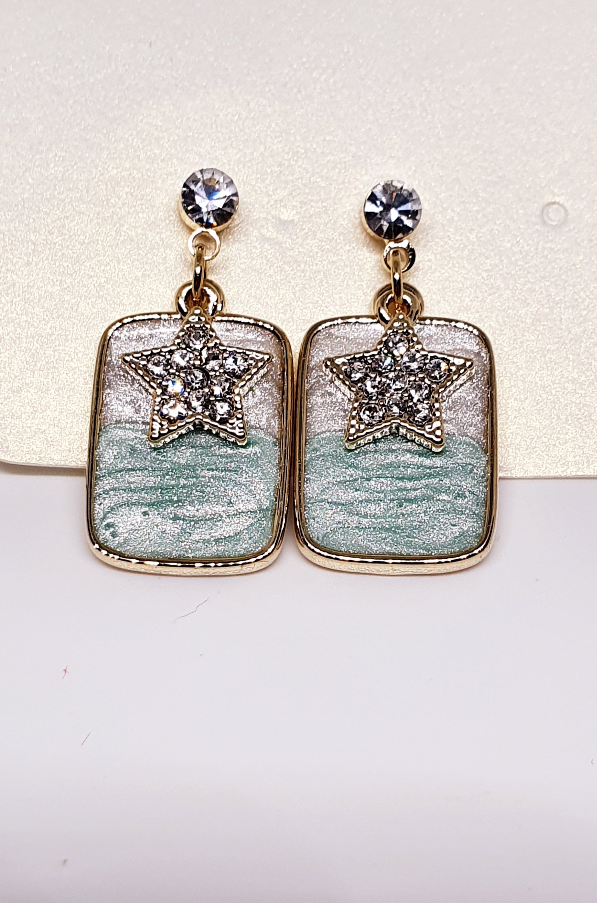 Silver Earrings with Star design - Made in Korea