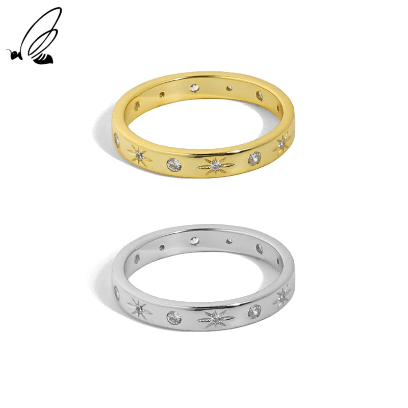 S'STEEL Sterling Silver 925 Korean Simple Design Micro Zircon Star Rings Gifts For Women 2021 Trend Fine Accessories Jewellery