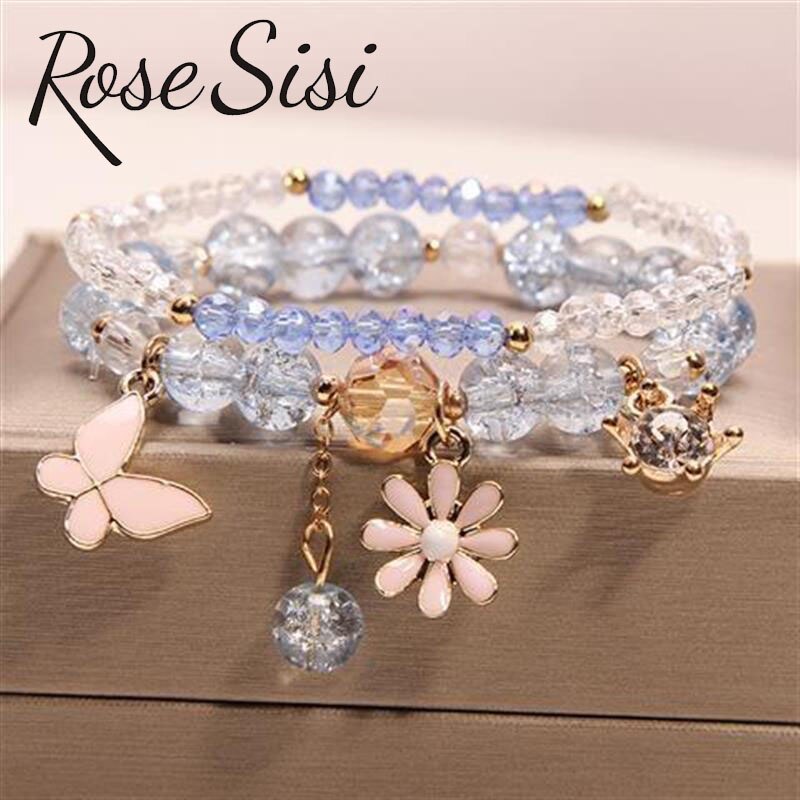 Rose sisi Korean pop style fresh and sweet beach style wrist bracelets for Girl female bracelet set jewelry for women girl