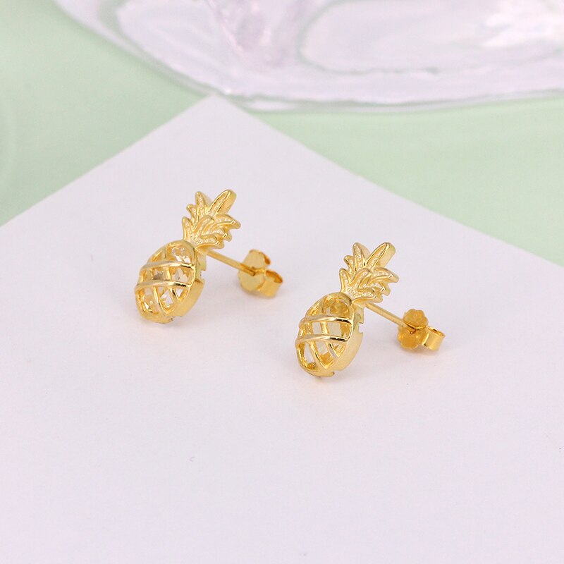 CANNER 925 Sterling Silver Cute Pineapple Ice Cream French Fries Stud Earrings for Women Piercing Earings Silver 925 Jewelry