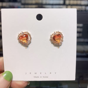 MENGJIQIAO New Cute Sweet Heart Zircon Flower Circle Stud Earrings For Women Fashion Delicate Micro Paved Pendientes Jewelry