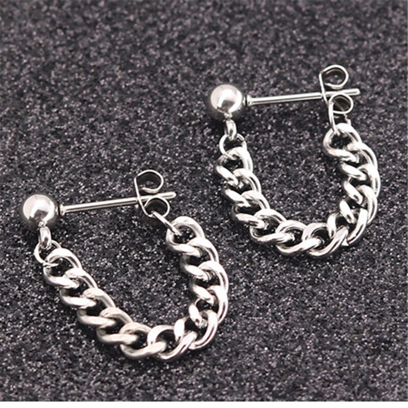 KPOP DNA Korean V Drop earrings 2018 brincos earing fashion earring stainless steel male earrings for men black punk jewellery